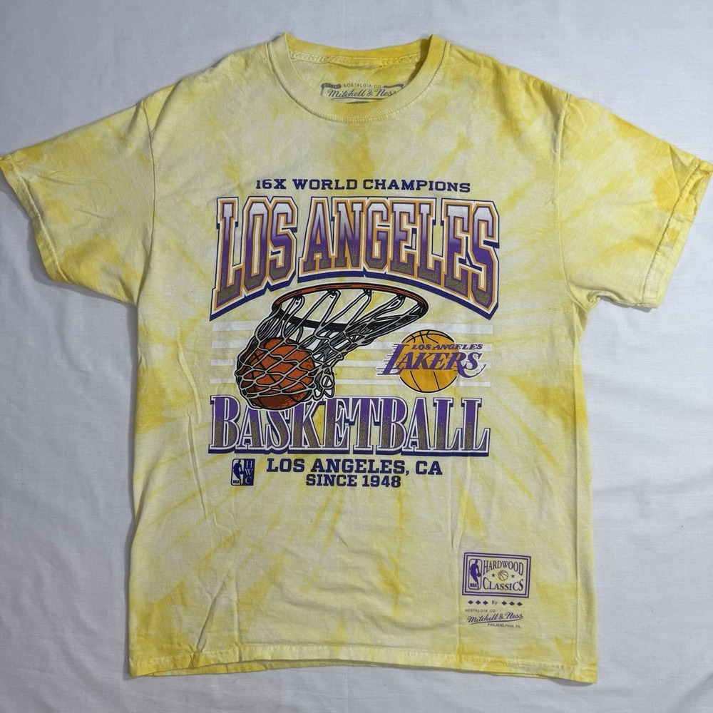 Mitchell & Ness Hardwood Classics Lakers 16x World Champions Tie Dye Tee Shirt M